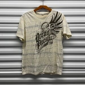 Vintage 90s Ocean Pacific Grunge y2k Surf Wear Striped White Mens Large Shirt